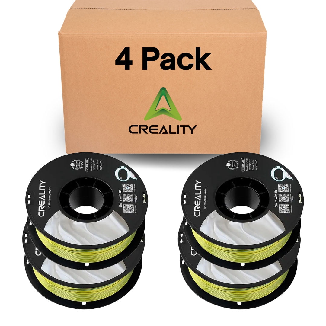 Creality Silk PLA Filament 4-Pack 1.75mm High Gloss 2.2lb Spools Each Clog-Free Use w Creality Ender CR Series & Most FDM Printer Yellow-Blue 4 Unit per pack