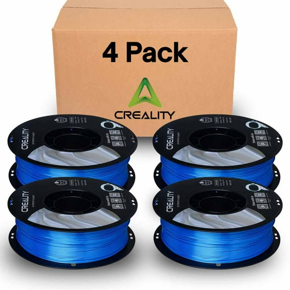Creality Silk PLA Filament 4-Pack 1.75mm High Gloss 2.2lb Spools Each Clog-Free Use w Creality Ender CR Series & Most FDM Printer Blue 4 Unit per pack