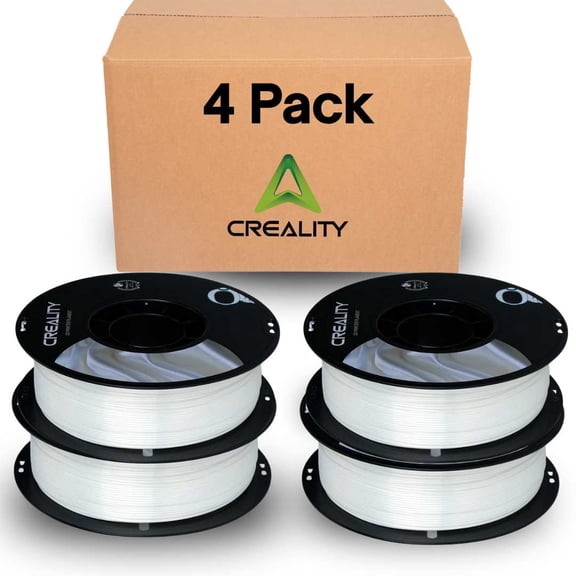 Creality Silk PLA Filament 4-Pack 1.75mm High Gloss 2.2lb Spool Each Clog-Free Use w Creality Ender CR Series & Most FDM Printer White 4 Unit per pack