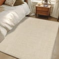 thumbnail image 1 of Cream 2.7x5 Area Rugs, Farmhouse Burlap Solid Beige Color Modern Linen Texture Non-Skid Rubber Backing Large Rectangle Rugs - Living Room Bedroom Home Office, Indoor Floor Mat Carpets Washable Rug, 1 of 9