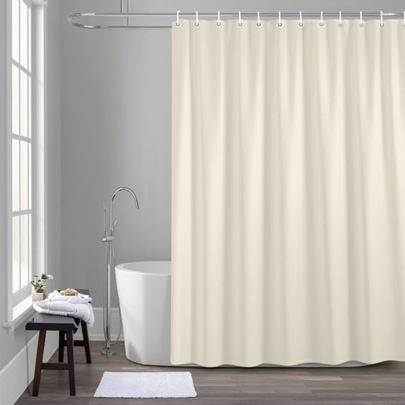 Cream 36x72 Inches Waterproof Shower Curtain, Solid Color Bath Curtain Set with 12 Hooks Washable Shower Curtains for Bathroom Bathtub Decor