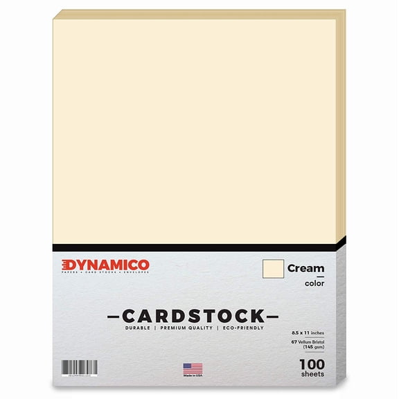 Cream 8.5 x 11" Pastel Color Cardstock Paper - for Cards and Stationery Printing | Medium to Light Weight Card Stock 67 LB Vellum Bristol | 100 Sheets