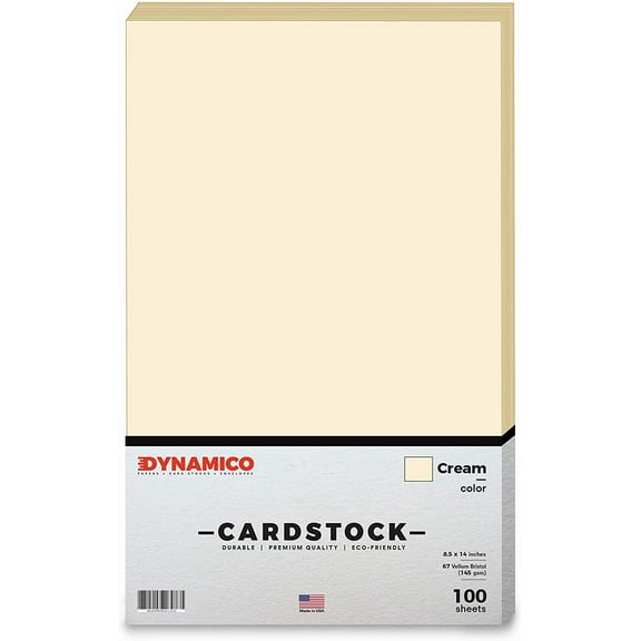 Cream 8.5 x 14" Pastel Color Cardstock Paper - for Cards and Stationery Printing | Medium to Light Weight Card Stock 67 LB Vellum Bristol | 100 Sheets