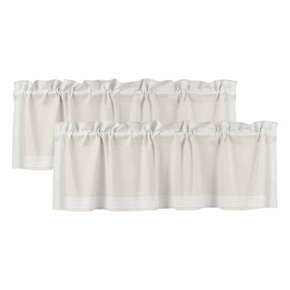 Cream Abstract Art 2 Panels Kitchen Valance, Geometric Greek Key Country Farm Curtains Valances for Small Windows Rod Pocket Window Treatments for Living Room Bedroom 60" W x 18" L