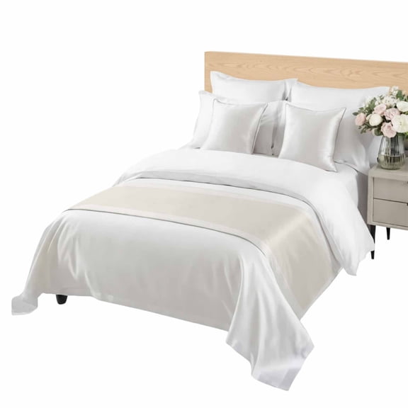 Cream Abstract Art Bed Runner Twin Size Geometric Greek Key Country Farm Soft Bed Scarf for Foot of Bed, Decorative Bedding Scarf Protection for Hotel Home Bedroom 71 x 20 Inch