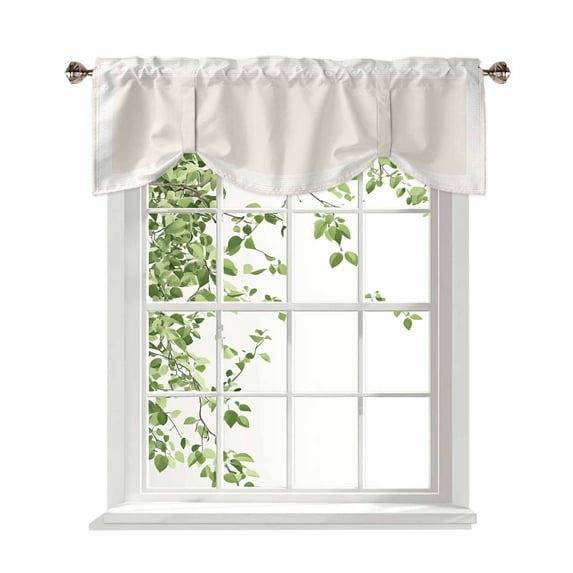 Cream Abstract Art Tie Up Valances Curtain, Adjustable Kitchen Geometric Greek Key Country Farm Valances for Windows Decor, Rod Pocket Short Curtains Set for Bedroom/Bathroom, 60"x18"