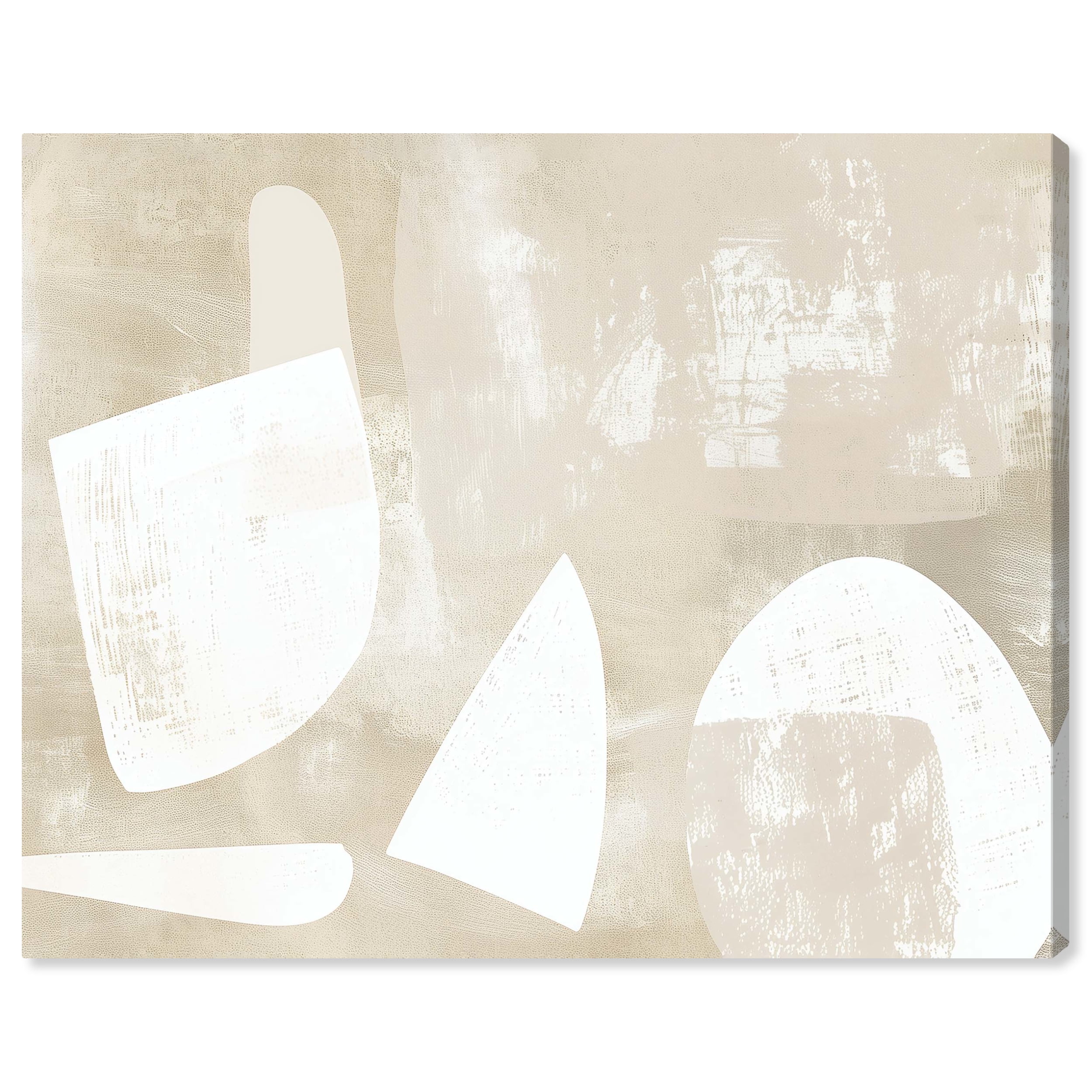 Cream And Ivory Modern Earth Tone Abstracts Canvas Wall Art by Art Remedy, Gallery Wrapped, 45"x36"