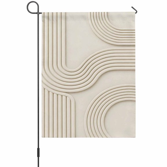 Cream Arches Garden Flag 12 x 18 Inches, Abstract Minimalist Boho Raised Lines Weather Proof Outdoor Patio Flags Double Sided Small Garden Decoration for Yard Outside Home