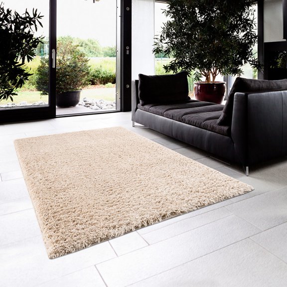 Cream Area Rug With Shag, 5x7', Super Soft For Heavy Use, Easy To Clean By Vacuum Or Spot Method Shag Rug, , Cream, 5'3"w X 7'l, High Traffic, Options