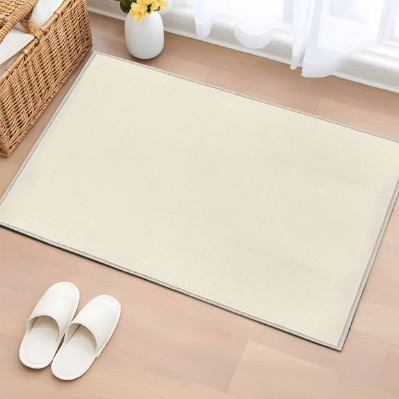 Cream Area Rugs 2x3 for Living Room, Farmhouse Solid Beige Color Modern Art Non Slip Washable Rug Runner, Low Pile Indoor Floor Carpet Mat Bathroom Rugs for Bedroom, Kids Room