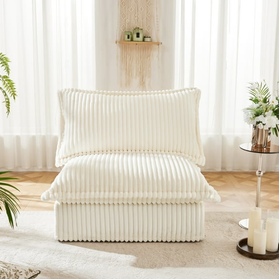 Cream Armless Dining Room - Comfortable And Versatile With Removable Covers Cabin Cozy Stylish Breathable Fabric