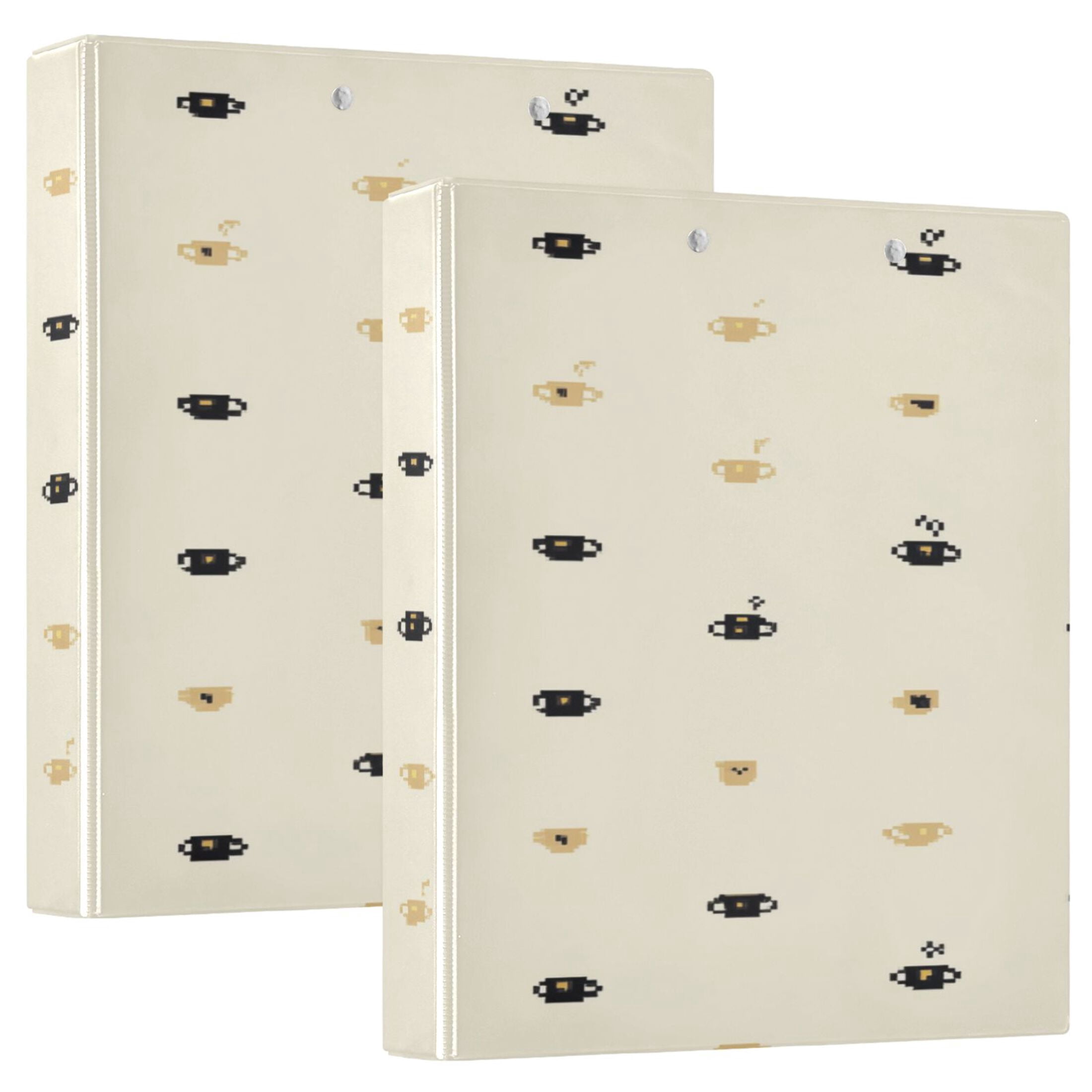 Cream Background 12.4x10.6in PVC Round Ring Binder, D-Ring 3-Hole ...