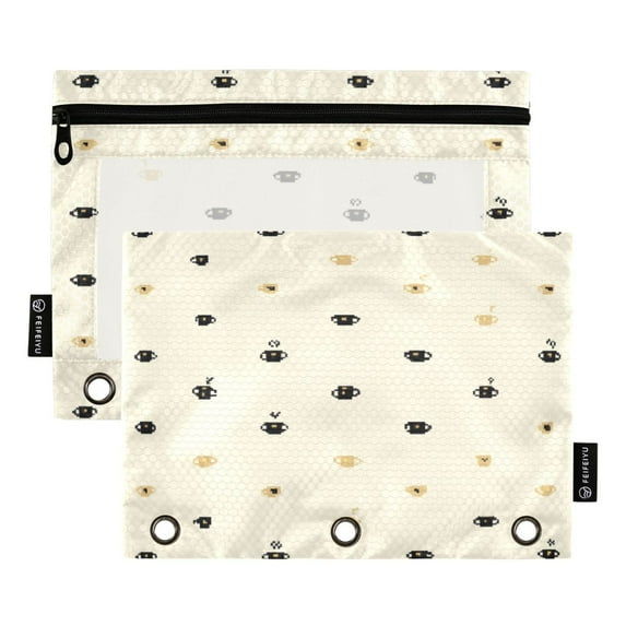 Cream Background 9.8x7.1in Water Resistant Binder Pouch, 3-Ring Compatible, Transparent Front