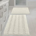 thumbnail image 1 of Cream Bathroom Rug Bath Rugs Set of 2, Thick Soft Striped Shaggy Chenille Bath Mats for Bathroom Non Slip, Dry Fast Extra Large Bathroom Rugs(20" x 32"/17" x 24"), 1 of 6