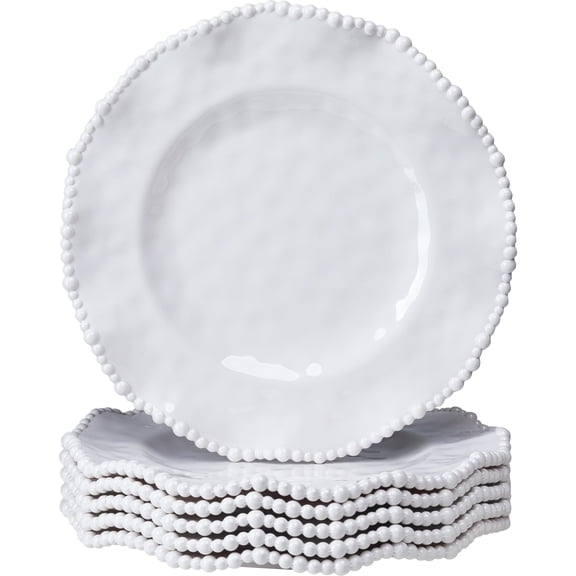 Beaded Dinner Plates sets, 11 inch Unbreakable Plate Set of 6, Lightweight Dinnerware Plates, 6 Piece big Salad Plates Set, Chip Resistant Camping Dishes