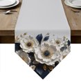 thumbnail image 1 of Cream Beige Flowers Table Runner Linen Burlap Table Runner 70 Inches Long Modern Chic Floral Navy Blue Leaves Dresser Scarves for Kitchen Island Coffee Dining Room Party Holiday Decoration 13"x70", 1 of 8