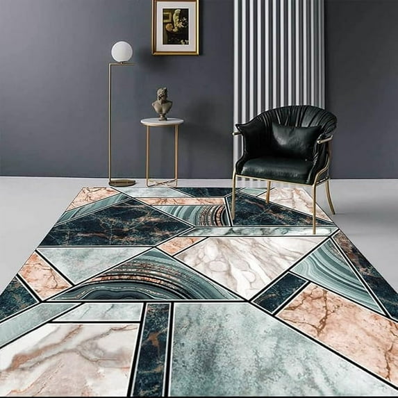 Cream Beige Pattern Area Rugs, Mid-Century Geometric Indoor Carpet, Rug With Non-Slip Backing Easy Can Be Washed For Living Room Bedroom Home Office Floor Rug 4 x 5ft