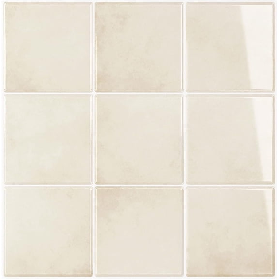 Cream Beige Peel and Stick Backsplash for Kitchen Square Peel and Stick Tile Backsplash 6 Sheets Self Adhesive Back Splash Tiles for Bathroom Waterproof Ceramic Wall Tile Stickers 12''x12''