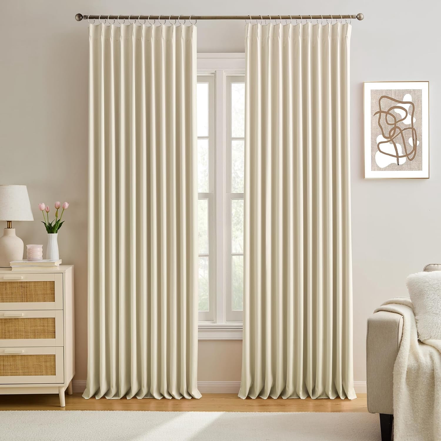 Cream Beige Room Darkening Privacy Curtains 84 Inches Long 72 Inch Wide ...
