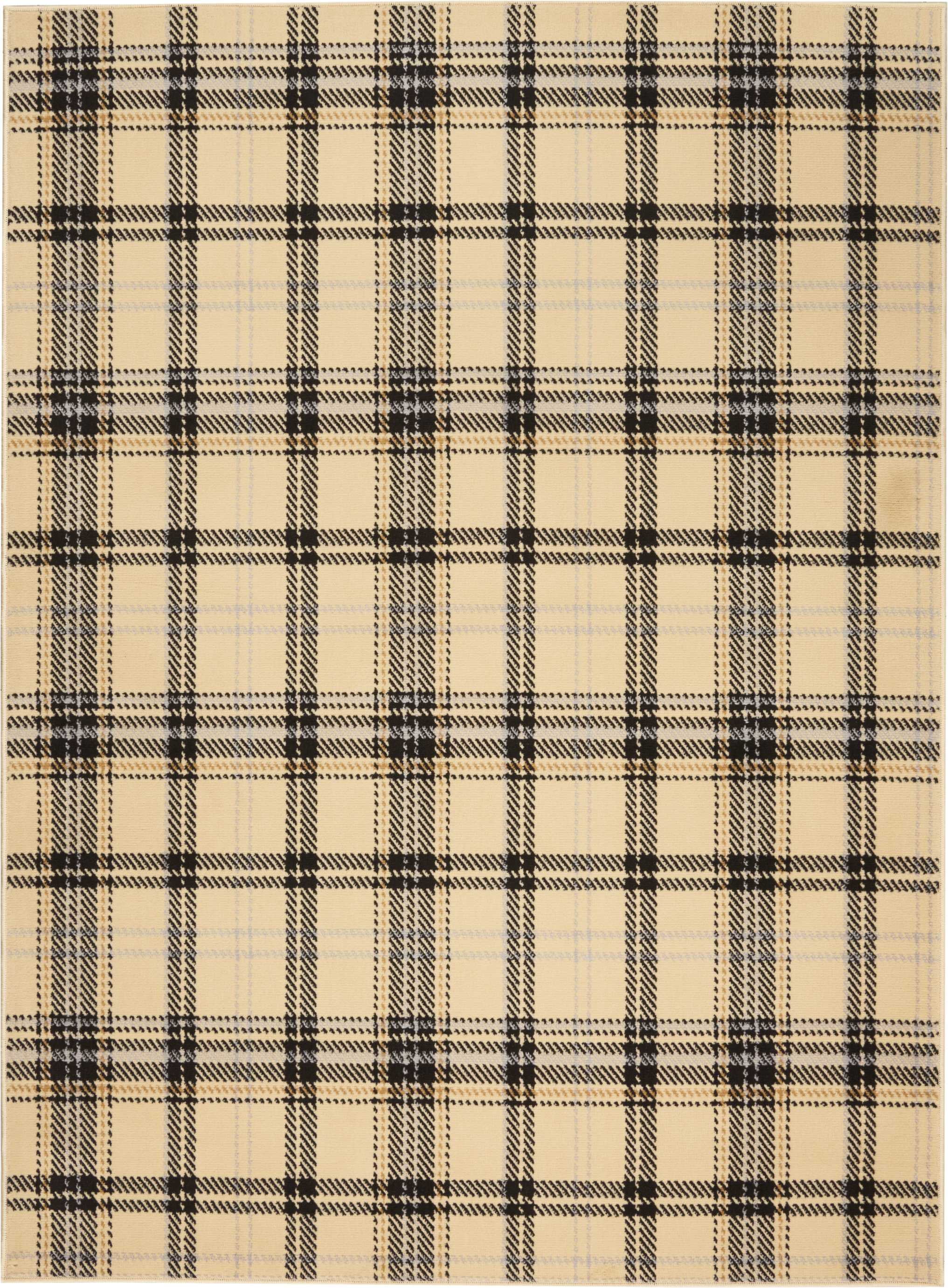 Cream/Black Farmhouse Plaid Area Rug by Pinewood Grove