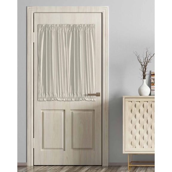 Cream Blackout Curtains, French Door Curtains for Door Window, Modern Pure Beige Privacy Drapery for Patio/Sidelight Doors, 1 Panel with Tieback, 54 x 40 Inches