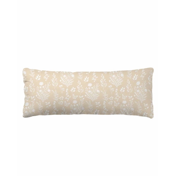 Cream Botanical Body Pillow Cover 20 x 60 Inch Decorative Pillow Cover Spring Summer Chic Wildflowers Lumbar Pillowcase Seasonal Rectangle Cushion Case for Couch Sofa Bed Living Room