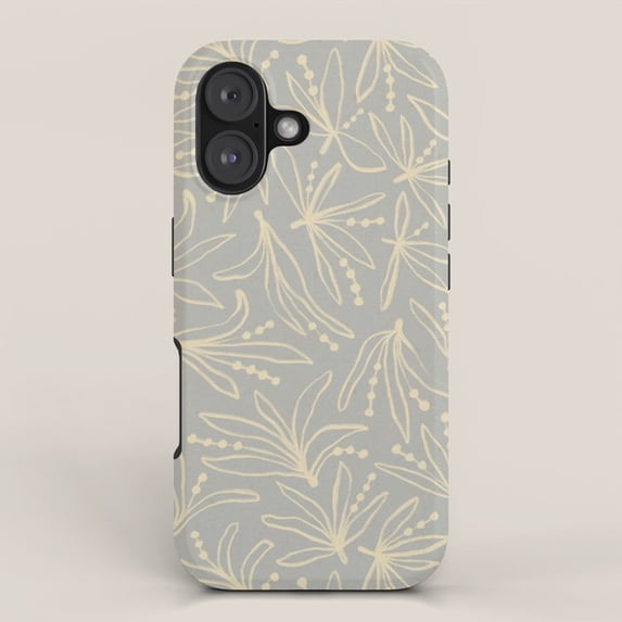 Cream Botanical Leaf and Berry Sprig Tough Phone Case for Apple iPhone ...