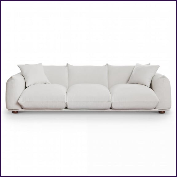 Cream Boucle 100'' 3-4 Seater Sofa - Versatile for Living Room & Game Room | Cream | Boucle | Solid Wood