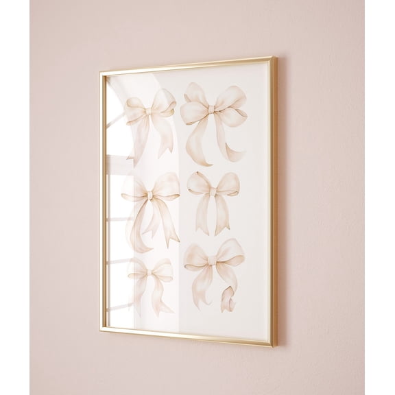 Cream Bow Nursery Poster Grandmillenial Coquette Aesthetic Poster Trendy Apartment Decor White Bows Baby Girl Room Ribbon Home Decor, 24x36 UNFRAMED