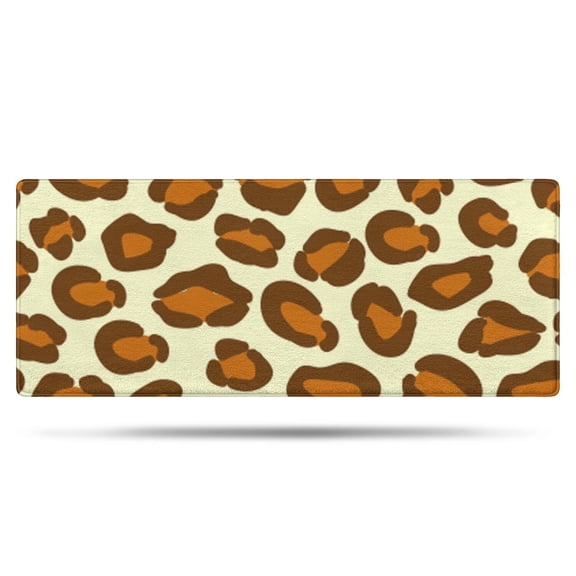 Cream and Brown Of Leopard Print Bathroom Rugs Mat,Non Slip Microfiber Bathroom Rug,Rubber Backing,Soft Bathroom Mats for Bathroom Floor,Tub and Shower,60x24in(150x60cm)