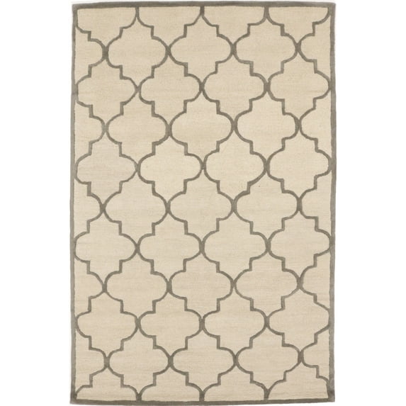 Cream & Brown Trellis 5X8 Hand-Tufted Modern Rug