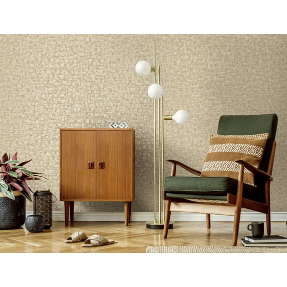 Cream Brushed Block Print Non Woven Non-Pasted Textured Wallpaper 57 Sq. Ft.