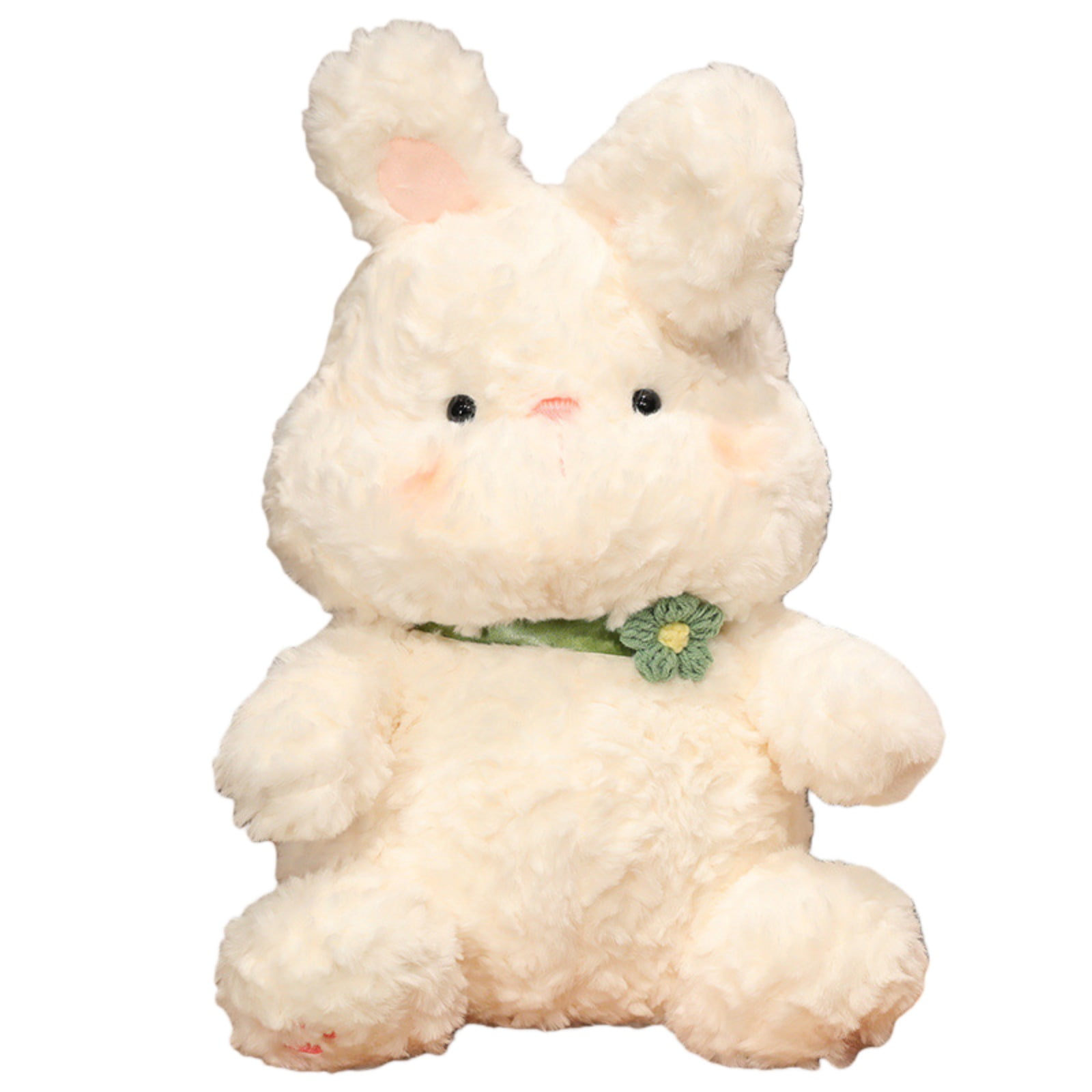 Cream Bunny Plush Toy with Flower Accent, Soft Cute Stuffed Rabbit Doll ...