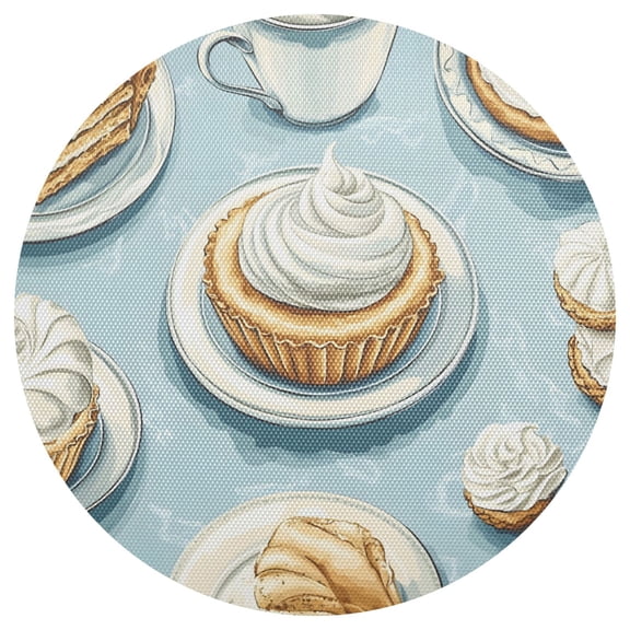 Cream Cake Pattern 15.4in Diameter PVC Plate Mat, Heat-Resistant and Cuttable, Kitchen Decor