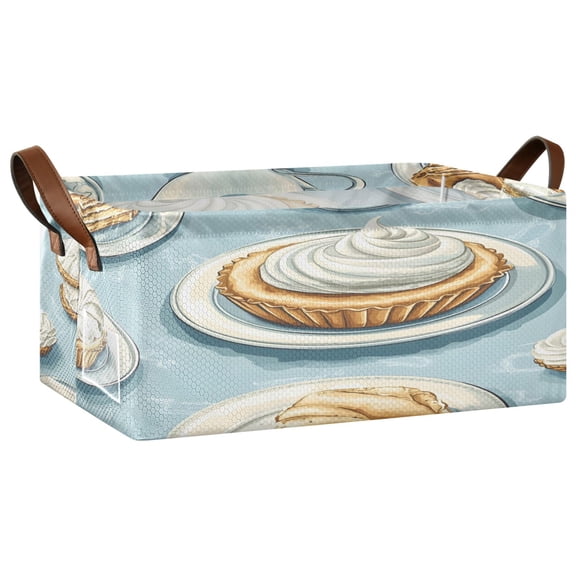 Cream Cake Pattern Open Home Storage Bins Foldable Metal Frame Shelf Baskets 16.9x11.4x7.7in Water-Resistant