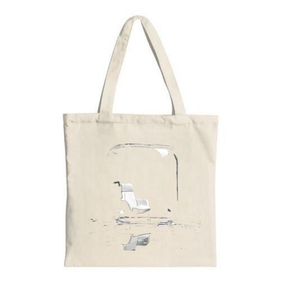 Cream Canvas Tote Bag with Silver Abstract Design - Stylish Multifunctional Reusable Shopping Bag for Parties Travel & Everyday Use