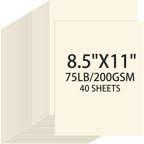 Cream Cardstock 8.5 X 11, 40 Sheets, Construction Paper, 75lb/ 200gsm, Card Stock Printer Paper for Card Making, Drawing, Invitations, DIY Cards, Craft, School & Office Supplie