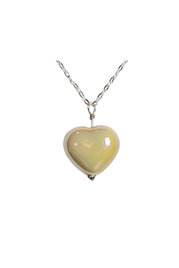 Cream Ceramic Heart Necklace