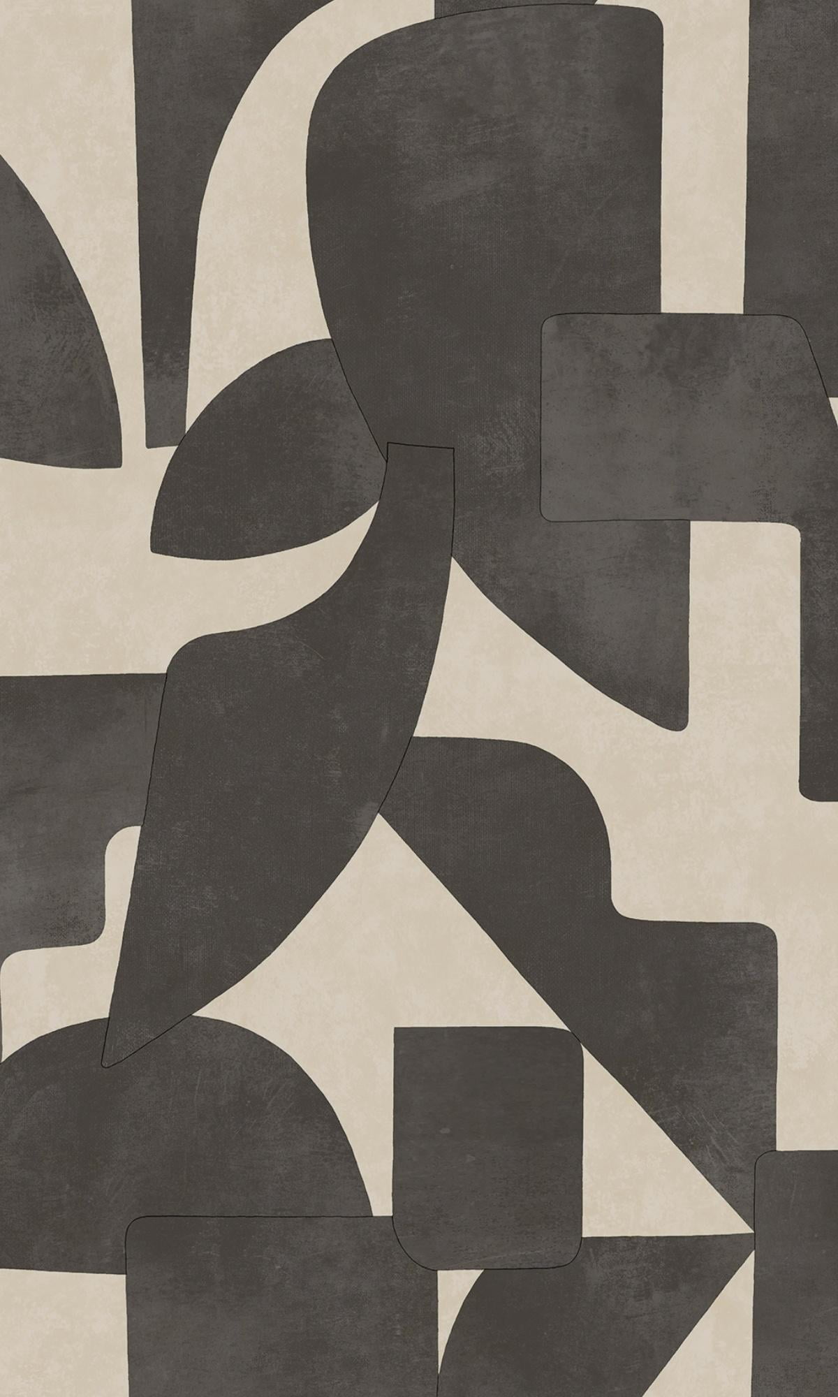 Cream Charcoal Modern Asbtract Geometric Wallpaper