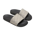 thumbnail image 1 of Cream Checkered Women's Slide Sandals Slippers, 1 of 8