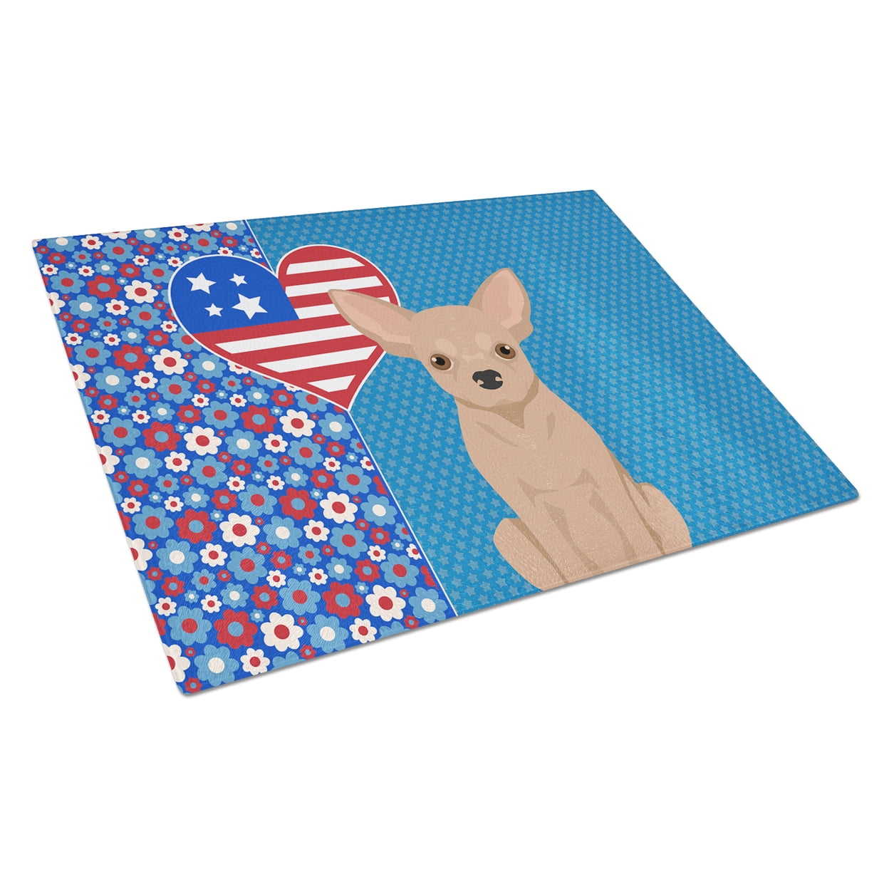 Cream Chihuahua Glass Cutting Board Large 12 in x 15 in