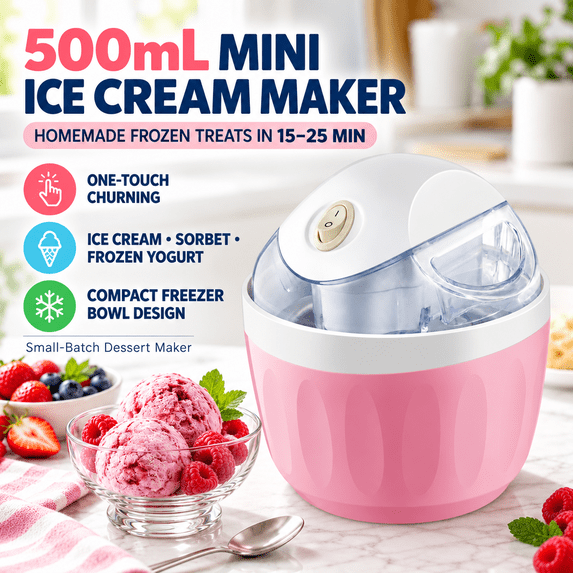Mini Foot Maker Cream Cloud Ice Cream Maker 500mL Mini Electric Ice Cream Machine ...