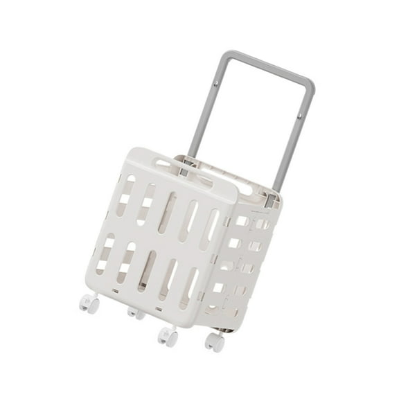 Cream Colored Openwork Laundry Basket Rolling Hamper Storage Basket with Handle For Clothes Towel Sorting