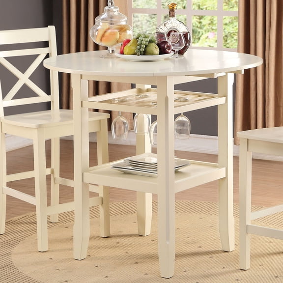 Cream - Colored Table with Storage - Suitable for Family Dinners, Adjustable Surface for Flexibility