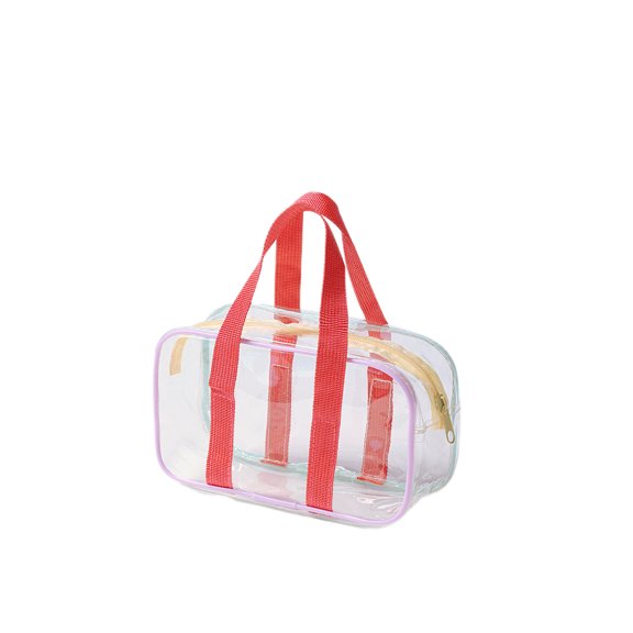 Cream Colour Transparent PVC Beach Bag,Waterproof Large Capacity Tote,Clear Visible Organizer,Lightweight Portable Carry Design,Multi Use Toiletry Storage,Swimming Shower Travel Essentials