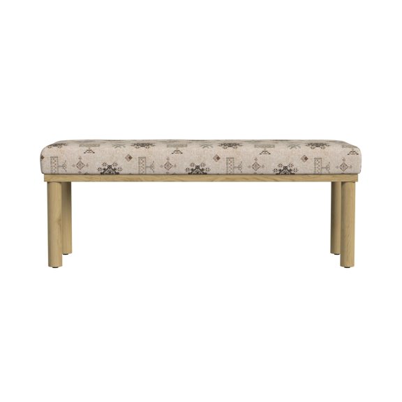 Cream Contemporary Global Pattern Contemporary Patterned Upholstered Bench