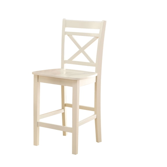2 Cream High Counter Chairs - 220lbs Capacity, 16" Seat Depth, 24" Height, Construction With 17mm And Solid Wood Height Chair Of Two Versatile Design To Complement Various Decor Styles