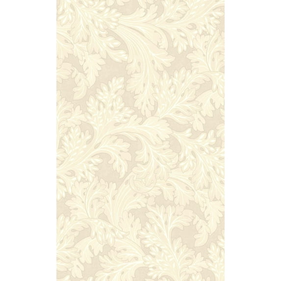 Cream Curling Leaves Tropical Wallpaper