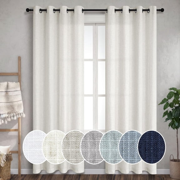 Cream Curtains for Living Room 84 Inch Length 2 Panel Sets Ivory Off White Simple Boho Decor Cotton Burlap Canvas Textured Semi Sheer Linen Drapes Bedroom Window Draperies Drapery Farmhouse Long
