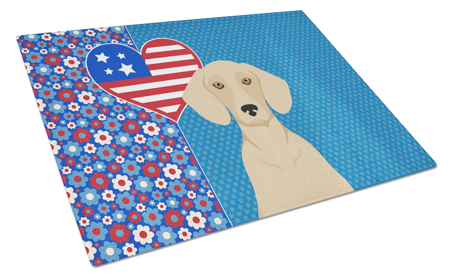 Cream Dachshund Glass Cutting Board Large 12 in x 15 in